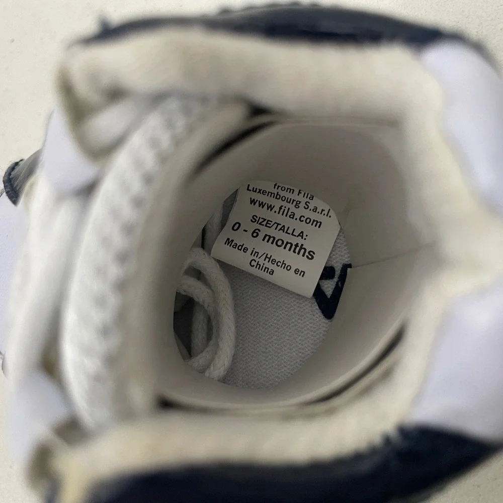 Fila Grant Hill 2 Retro Infant Crib Shoes White Navy 0-6 Months Toddler